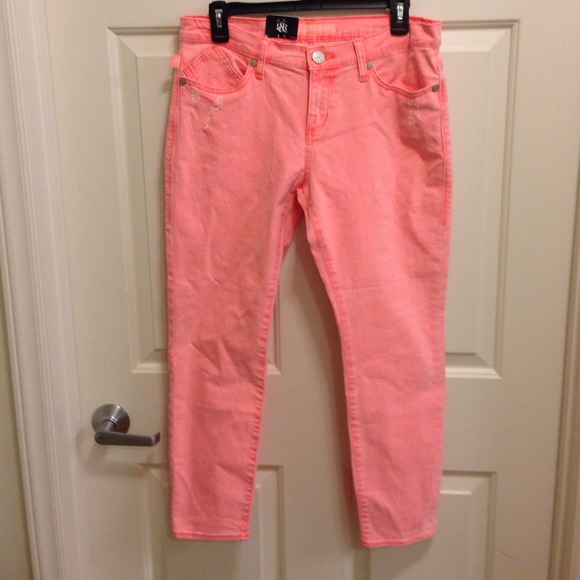 Rock & Republic Denim - Rock & Republic push pop pink peach crop jeans