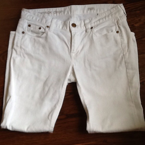 J Crew white denim cropped jeans