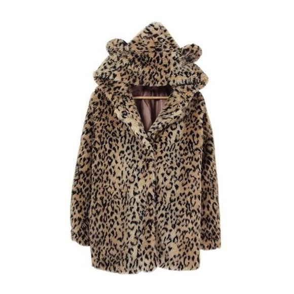 Faux fur leopard coat