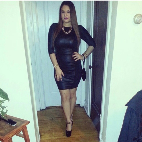 Faux leather black dress