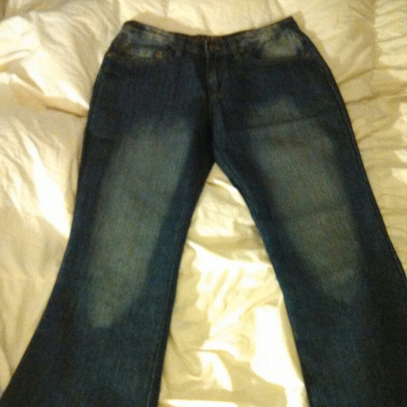 Gazoz leather pocket bootcut stretch denim jeans