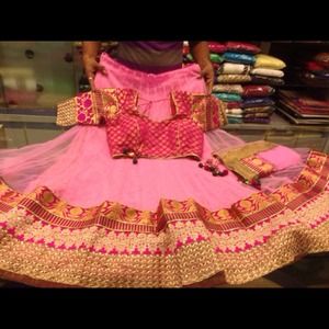Pink georgette lehenga chaniya choli