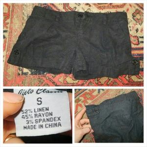 Black linen shorts