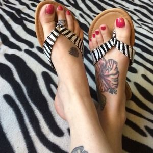 Zebra print flip flops