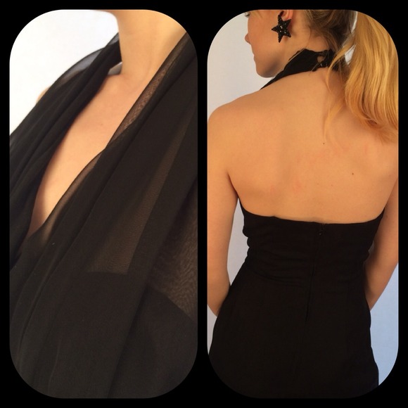Laura Winston Chiffon Top Black Jumpsuit - Picture 2 of 4