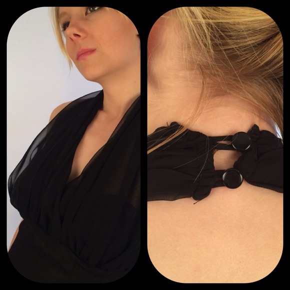 Laura Winston Chiffon Top Black Jumpsuit - Picture 3 of 4