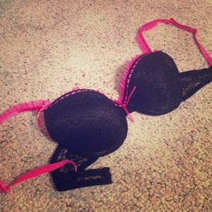 Playboy hot pink and black lace bra