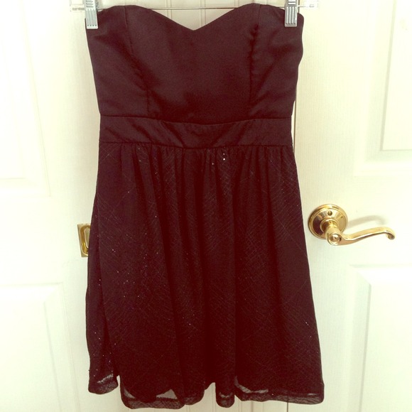 Black strapless cocktail dress