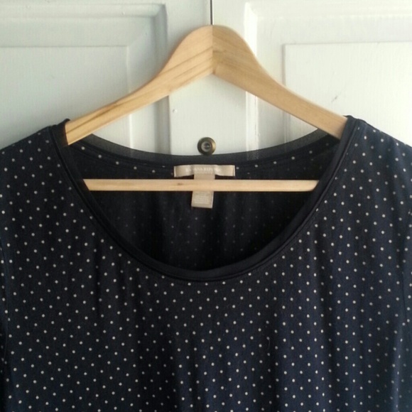Polka dot top Navy Blue. Nautical.