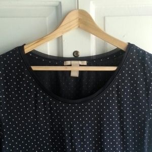 Polka dot top Navy Blue. Nautical.