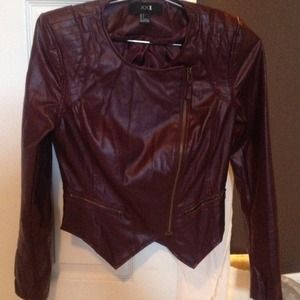 Forever 21 Leather Jacket (Burgundy/Bronze)