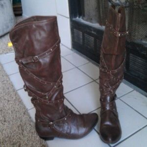 Brown studded cowboy style boots