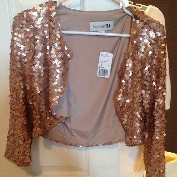 gold sequin crop jacket