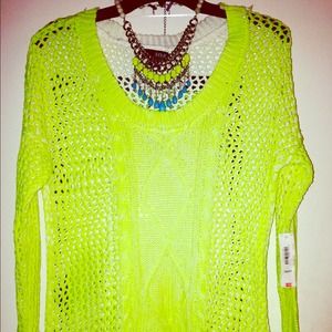 🎈REDUCED!🎈BNWT, Neon Yellow, Knit Hi-Low Sweater