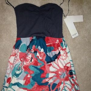 Roxy Tube Dress Dk Grey Upper Floral Print Skirt