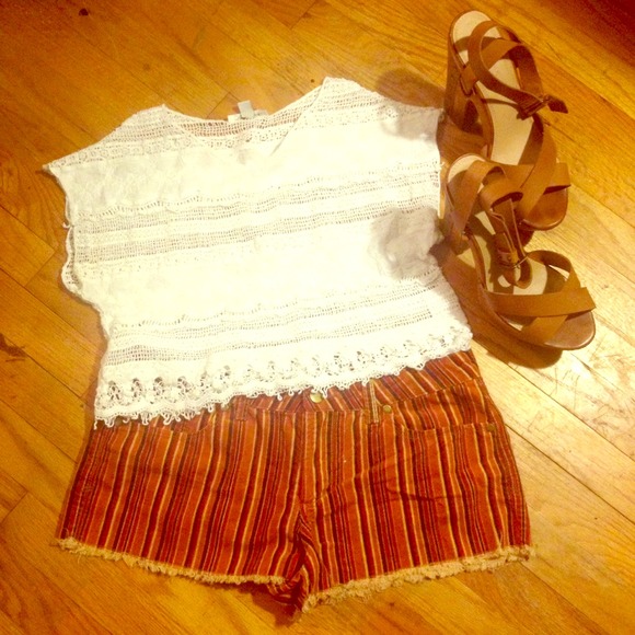 Stripped cut off shorts