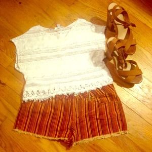 Stripped cut off shorts