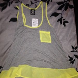 Nwt Heather Grey with Yellow Trim Razor Back Tank