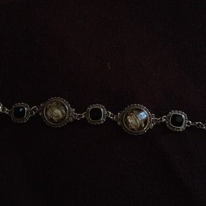 Beautiful flower and black bead bracelet