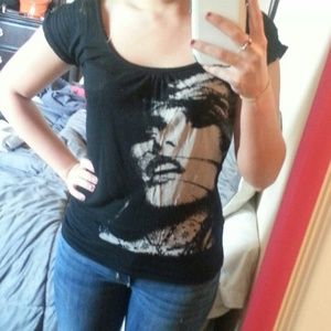 Black loose lady face top