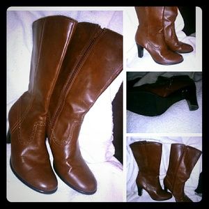 Long  brown ladies boots