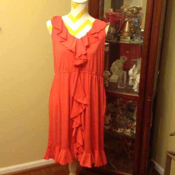 FLASH SALE!!!! - Coral colored ruffle dress