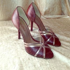 Aldo brown and gold heels