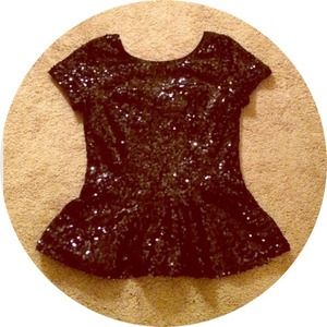 Black sequin peplum top