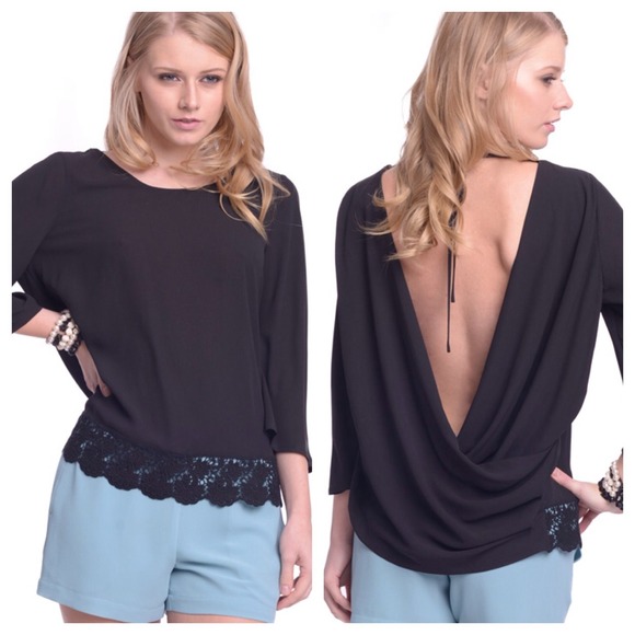Lace bottom open back blouse - Picture 2 of 2