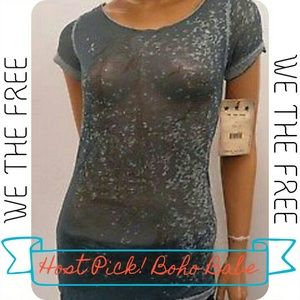 WE THE FREE People Ship Teal Sheer Top Bird Sail