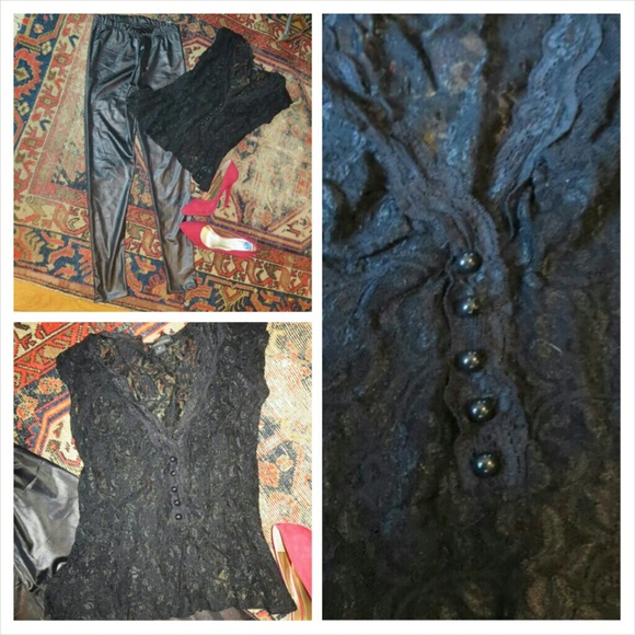 Black lace peplum top