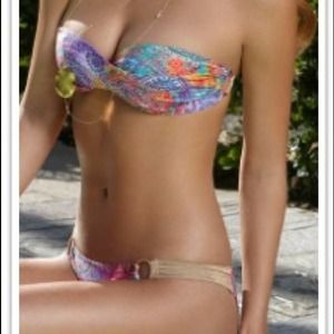 PilyQ Multicolor Bandeau Bikini & scrunch bottom