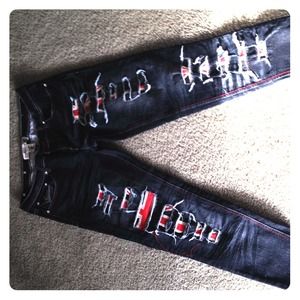 Blue jeans with British flag decor !!!