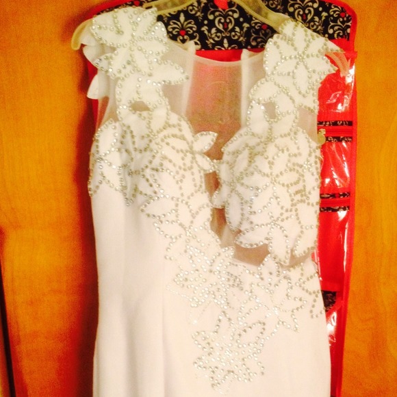 Rhinestone white prom/wedding/reception dress