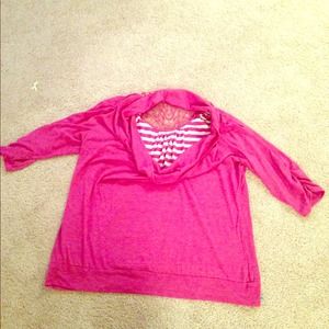 Cowl neck cotton 3/4 length shirt 2x