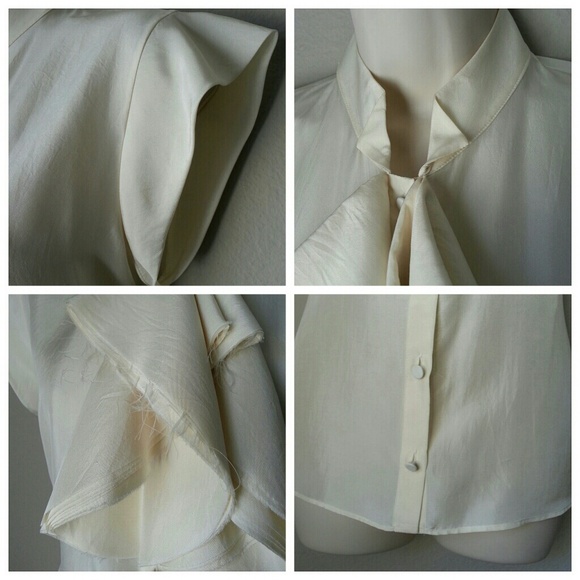 Alexander McQueen Ivory 100% Silk Ruffled Blouse - Picture 3 of 4