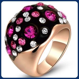 Black enamel and pink CZ