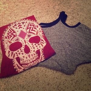 Red skull shirt and cold shoulder 🚫sold🚫