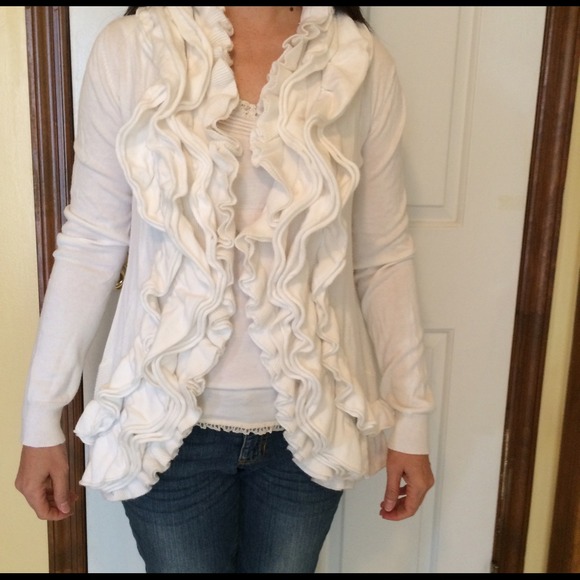 White ruffle sweater