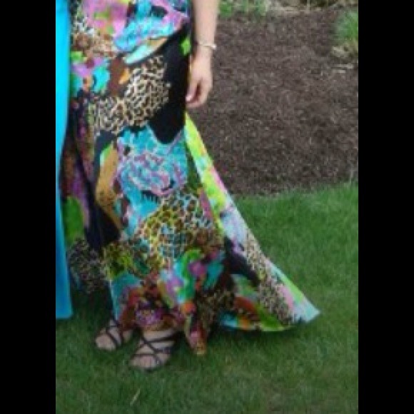 Exotic multicolored prom dress - Picture 2 of 2