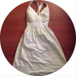 Lime green and white stripe dress with cups