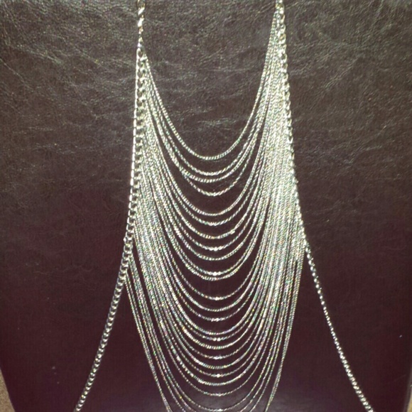 Silvertone body chain