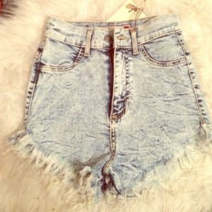 Destroyed Denim High Waist Shorts