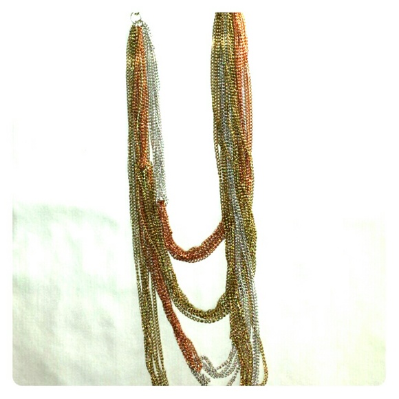 Long Length Multi Colored Chain Necklace