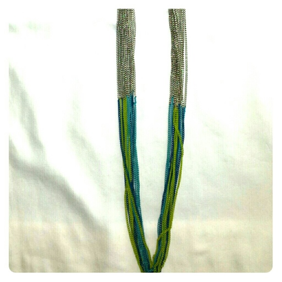 Long Length Multi Colored Chain Necklace