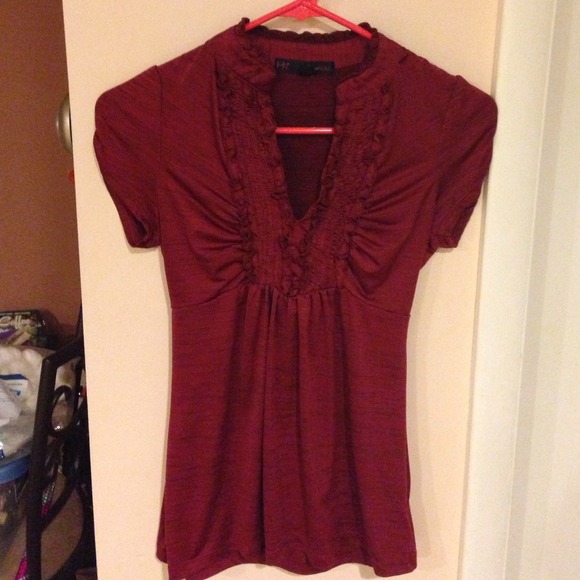 Red Dressy Ruffle Top