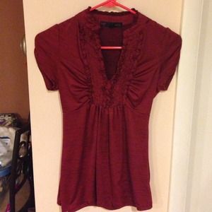 Red Dressy Ruffle Top