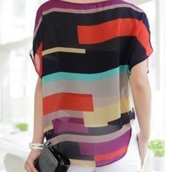 Square Printed Chiffon Blouse (NEW) - Picture 2 of 3