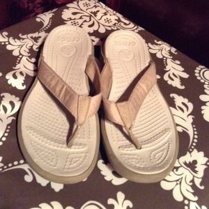 Beige Croc Flip Flops