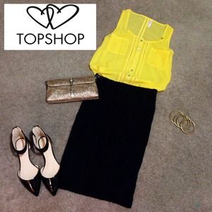 TOPSHOP Petite Navy Cable Jacquard Tube Skirt Sz 4